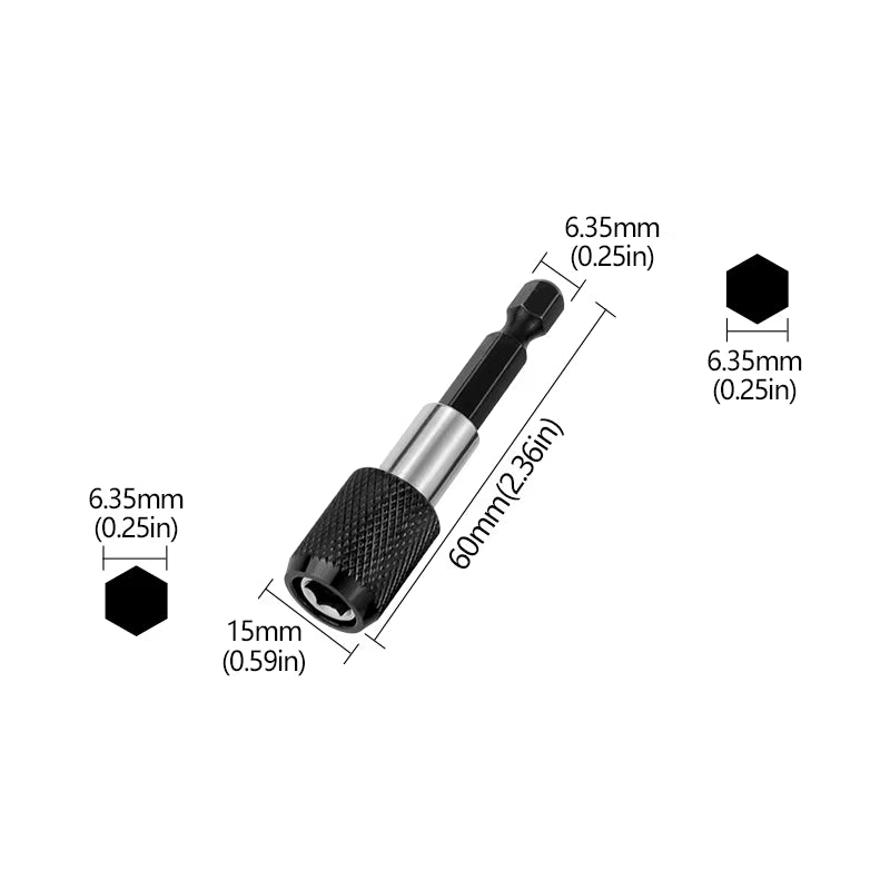6.35Mm 1/4 Hex Shank Quick Release Electric Drill Magnetic Screwdriver Bit Holder 60Mm