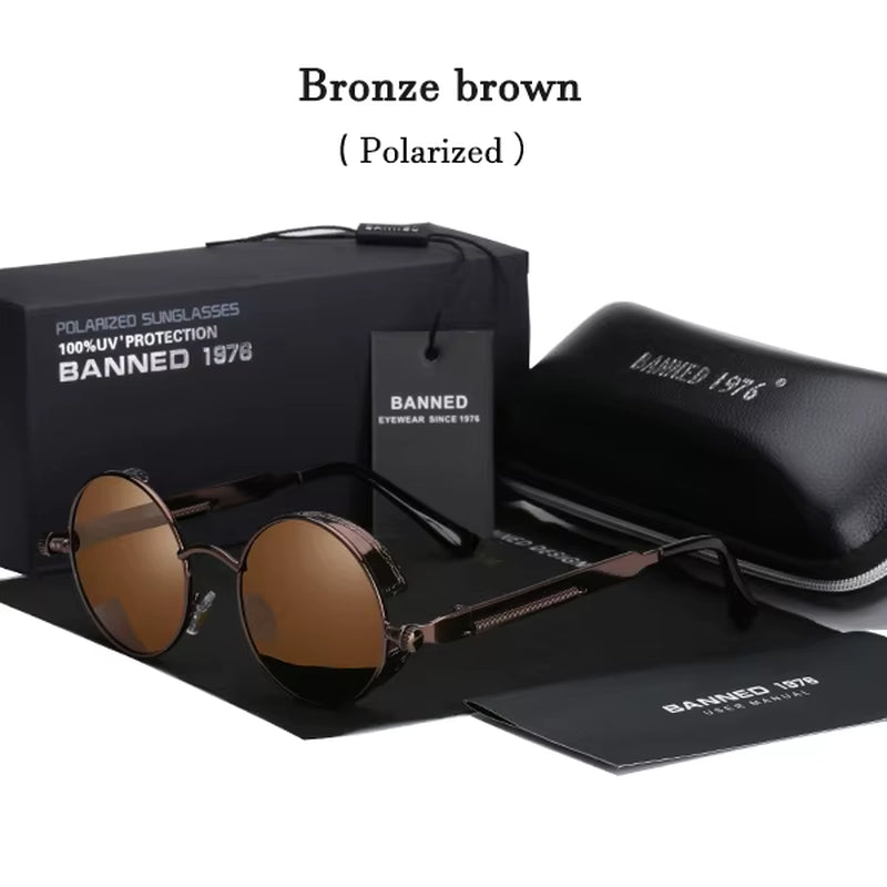 2020 Retro round Metal HD Polarized Punk Steampunk Sunglasses for Women Men,Vintage Sun Glasses Oculos De Sol Meminino Masculino