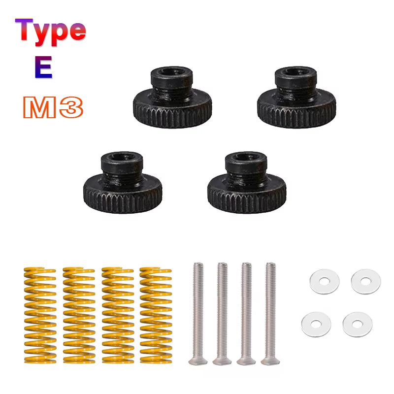4PCS M3/M4 Screws Nuts Heat Bed Leveling Spring Knob Parts 3D Printers Print Platform Calibration Accessories