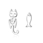 Real 100% 925 Sterling Silver Lovely Cat Pet Stud Earrings for Women S925 Silver Earring Fashion Jewelry Gift FIE073
