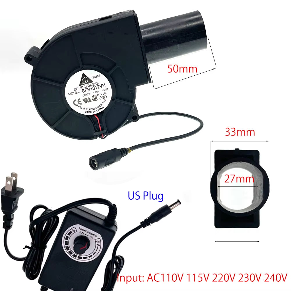 For Delta BFB1012VH 9733 Turbo Centrifugal Fan Blower 12V 1.80A High Speed with Variable Speed Controller for DIY Cooling