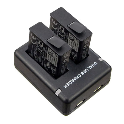 ORBMART Double Dual Port Slot Battery Charger for Go Pro  Hero 8 5 6 7 Black Sport Camera Accessory with Usb Cable Travel