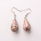 13X22MM Obsidian Clear Quartz Lapis Lazuli Rose Pink Quartz Opal Obsidian Drop Cone Bead Hook Dangle Earrings 1Pair