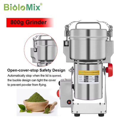 800G 700G Grains Spices Herbals Cereals Coffee Dry Food Grinder Mill Grinding Machine Gristmill Flour Powder Crusher