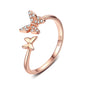 Hot Sale 925 Sterling Silver Dazzling CZ Butterfly Open Finger Ring for Women Fashion Sterling Silver Jewelry Gift SCR087