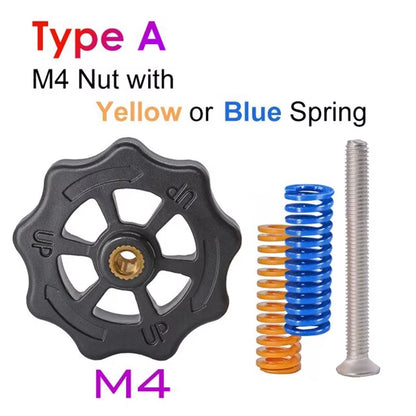 4PCS M3/M4 Screws Nuts Heat Bed Leveling Spring Knob Parts 3D Printers Print Platform Calibration Accessories