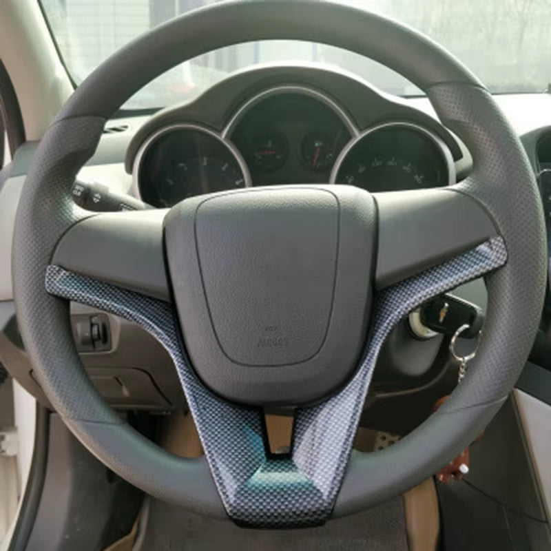 Car Carbon Fiber Interior Steering Wheel Trim for Chevrolet Classic Cruze Sedan Hatchback 2009-2015