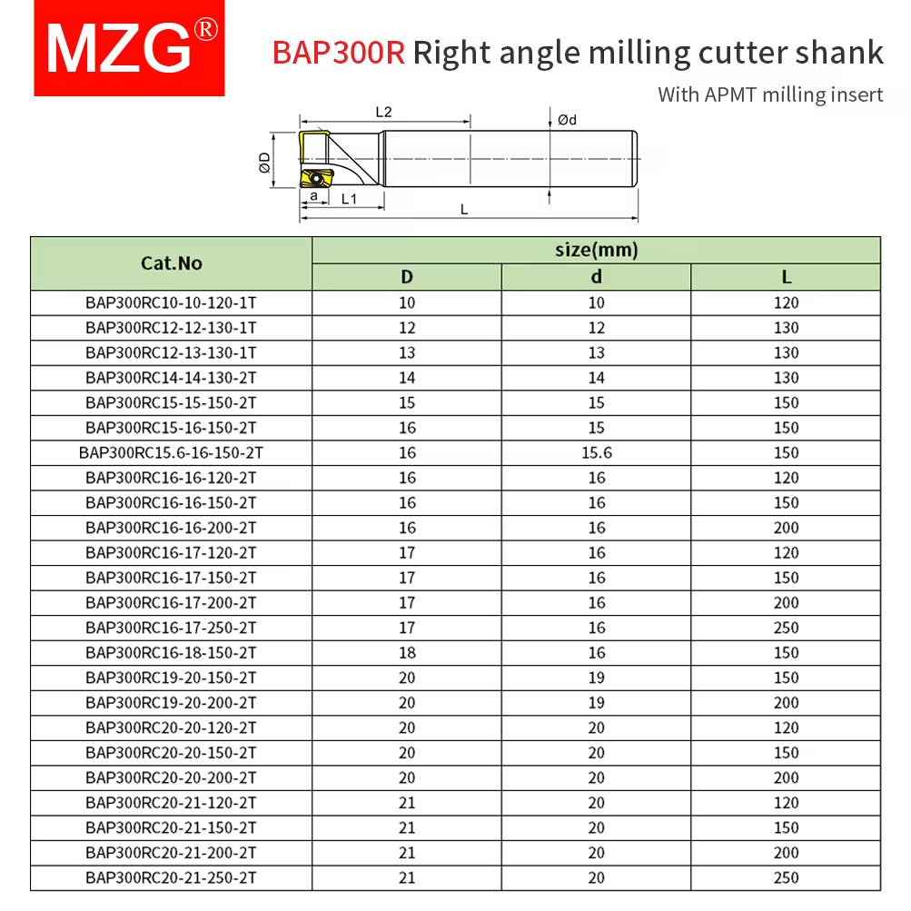 BAP BAP300 BAP300R 10 12 14 16 Mm CNC Right Angle Shoulder APMT1135 Carbide Insert End Mill Lathe Indexable Milling Cutter
