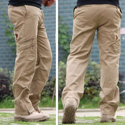 2024 Men'S Cargo Pant Cotton Pants Khaki Men Military Camo Green Gray Work Many Pocket Cotton Camouflage Black Tactical Trousers