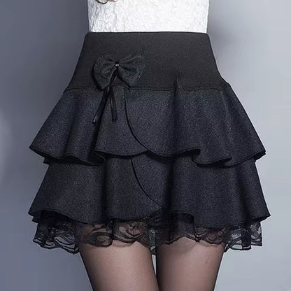 2024 Elasticity Summer Skirt Women Sweet Floral Bowknot Mini Tutu Woman Skirts Shorts Lace Jupe Femme Office Skirts