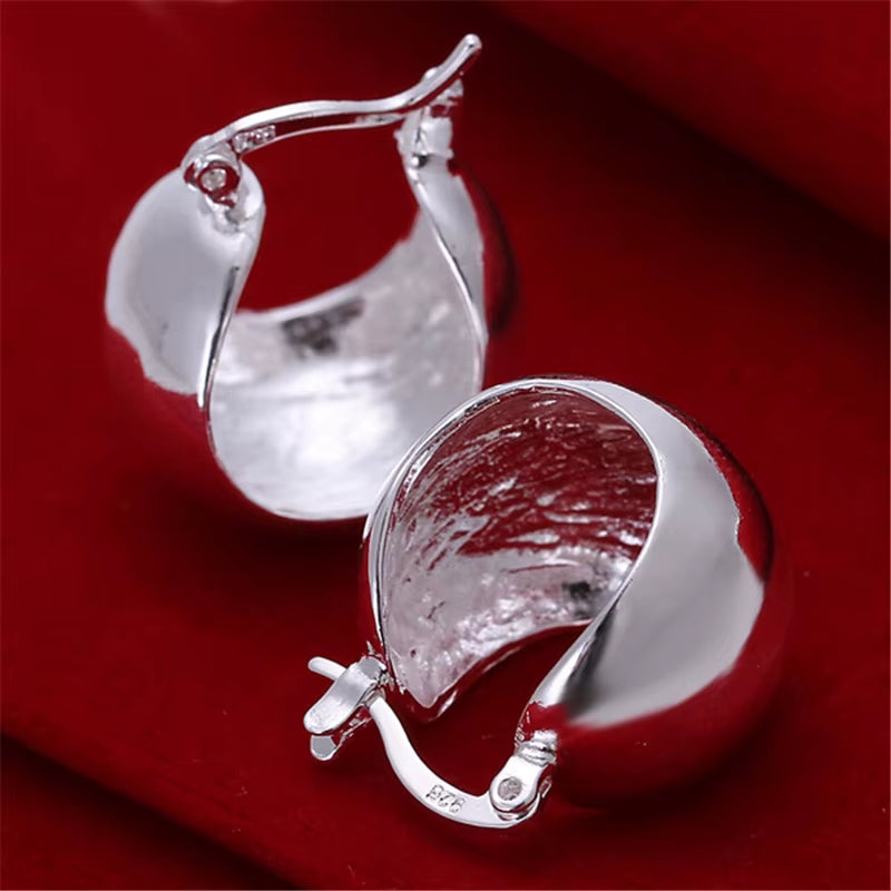 925 Sterling Silver Smooth Egg Shape Hoop Earrings Cute Romantic Jewelry for Women Wedding Party Gift Wholesale