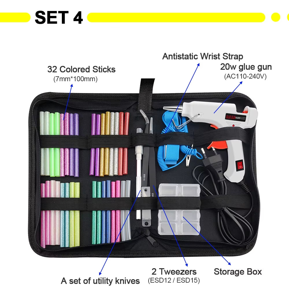 Free Shipping 6 in 1 Glue Gun Set Electric Heat Hot Melt Crafts Repair Tool Professional DIY 110-240V 20W with Sticks Gift