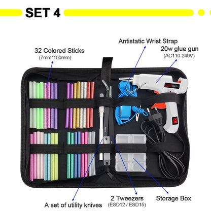 Free Shipping 6 in 1 Glue Gun Set Electric Heat Hot Melt Crafts Repair Tool Professional DIY 110-240V 20W with Sticks Gift