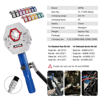 Hydraulic Hose Crimper Hydra-Krimp 71500 Manual A/C Hose Crimper Kit Air Conditioning Repaire Handheld Hydraulic Crimping Tool