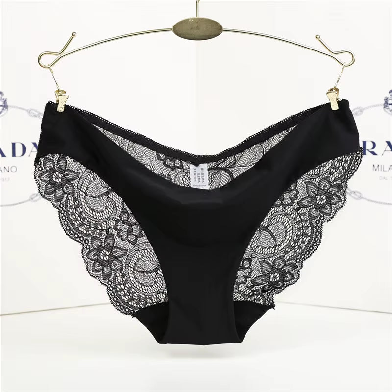 14 Colors Women'S Invisible Underwear Spandex Crotch Intimate Women Sexy Lace Black Floral Panties Seamless Panty