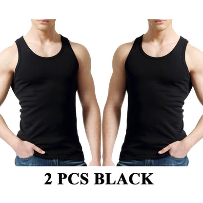 Tank Tops Men 100% Cotton Solid Vest Male Breathable Sleeveless Tops Slim Casual Gym Running Comfortable Undershirt Mens Gift