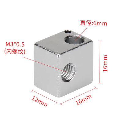 5PCS V5 Heated Block 16*16Mm*12Mm KP3S Hot End Heat Blocks for V5 J-Head Extruder Aluminum Hotend 3D Printers Parts