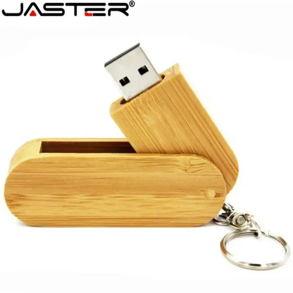 Wooden Rotatable USB USB Flash Drives 128GB Memory Stick Free Custom Logo 64GB 32GB with Key Chain Business Gift Pendrive