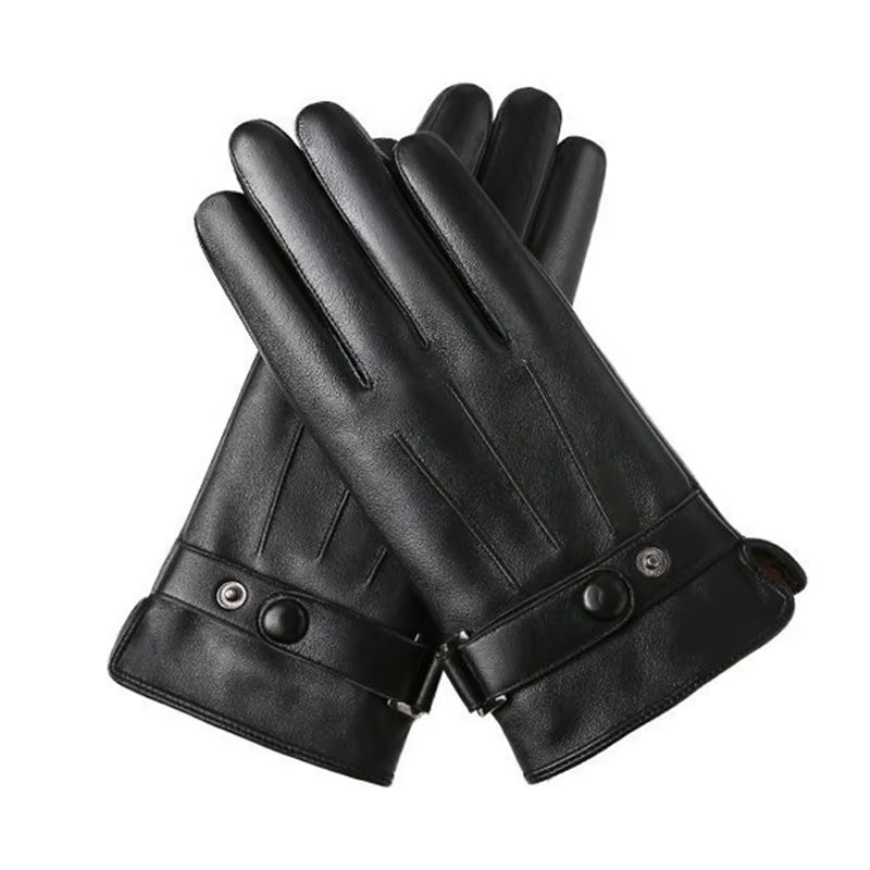 Men'S Gloves Black Winter Mittens Keep Warm Touch Screen Windproof Driving Guantes Male Autumn Winter PU Leather Gloves Business