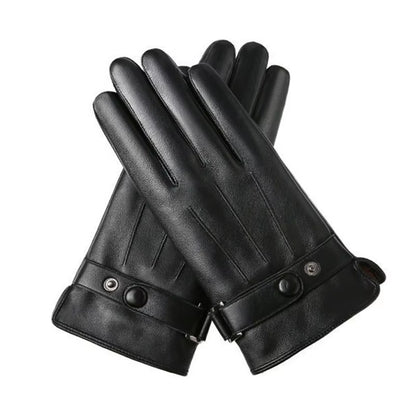 Men'S Gloves Black Winter Mittens Keep Warm Touch Screen Windproof Driving Guantes Male Autumn Winter PU Leather Gloves Business
