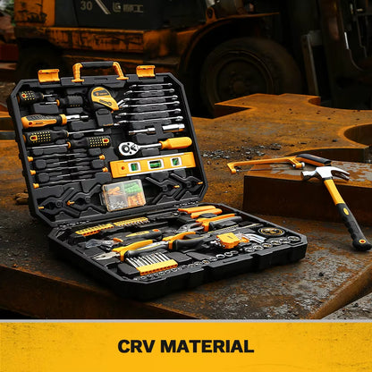 208Pcs Hand Tool Edc. Woodworking Multi Tools with Tool Box Include Socket Set Torque Wrench Hammer Knife