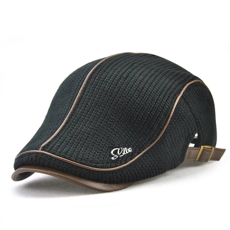 Autumn Winter Beret Hats for Men Dad Ivy Cap Women Visors Thicken Wool Warmer Knitted Cap Casual Crochet Hat Forward Cap