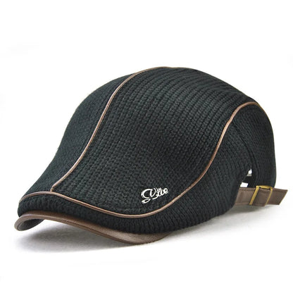 Autumn Winter Beret Hats for Men Dad Ivy Cap Women Visors Thicken Wool Warmer Knitted Cap Casual Crochet Hat Forward Cap