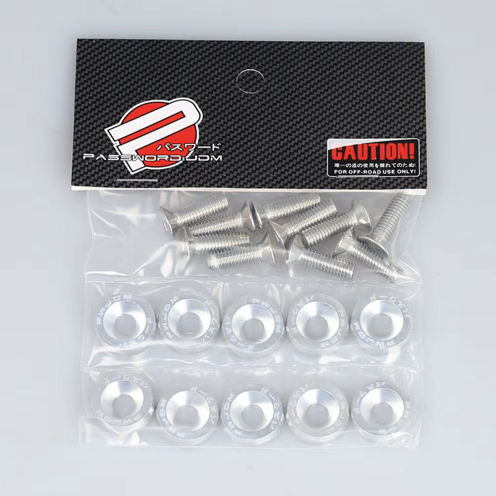 Leosport-10 Pcs/Pack JDM Style Aluminum Fender Washers and Bolt for Honda Civic Integra RSX EK EG DC