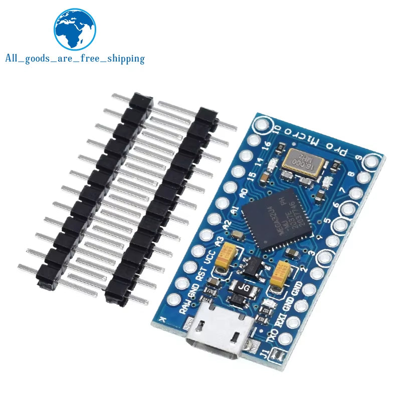 Pro Micro Atmega32U4 5V 16Mhz Original Chip Replace Atmega328 for Arduino Pro Mini with 2 Row Pin Header for Leonardo UNOR3