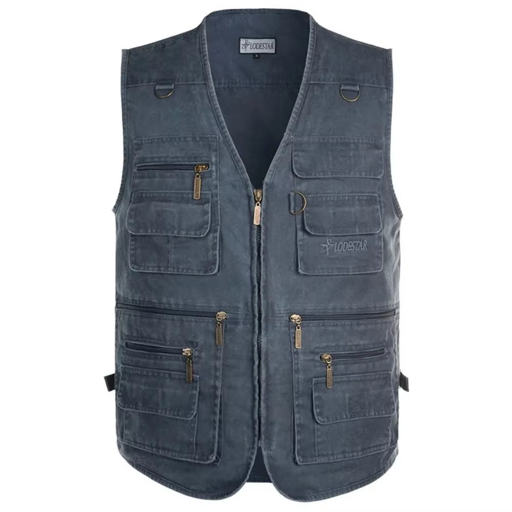 8XL 9XL 10XL New Male Casual Summer Big Size Cotton Sleeveless Vest with Many 16 Pockets Men Multi Pocket Photograph Waistcoat