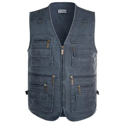 8XL 9XL 10XL New Male Casual Summer Big Size Cotton Sleeveless Vest with Many 16 Pockets Men Multi Pocket Photograph Waistcoat