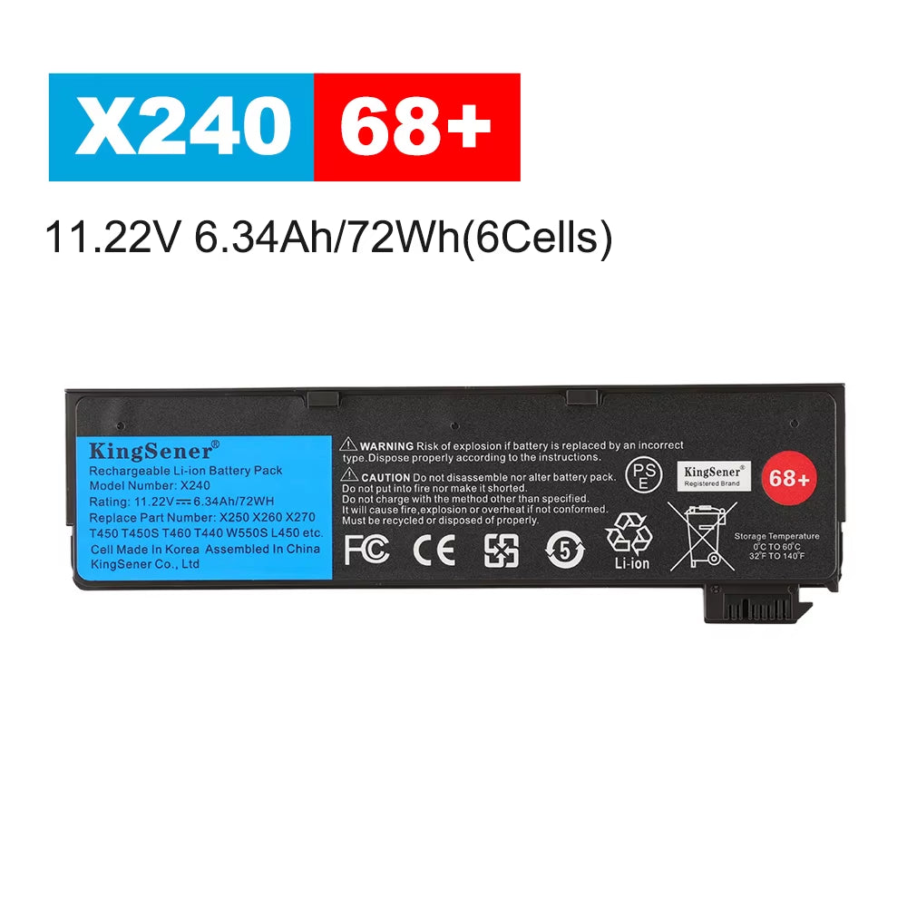 Kingsener Laptop Battery for  Thinkpad X270 X260 X240 X240S X250 T450 T470P T440S K2450 W550S 45N1136 45N1738 68+