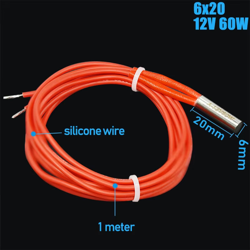 6X16 6X20 6X30Mm Ceramic Cartridge Heater 12V 24V 40W 50W 60W 70W for CNC 3D Printer Print Head Hotend J-Head