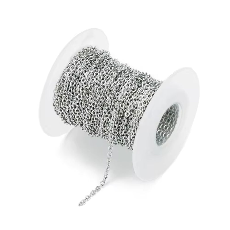 10 Yard/Lot 1Mm 1.5Mm 2Mm 2.5Mm 3Mm Stainless Steel Cable Chain Bulk for Rhodium Black Chain Necklace Diy Jewelry Materials