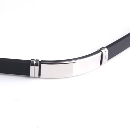 Fashion Engrave Logo Custom Name Bracelet Smooth Silicone Stainless Steel Bracelets for Men Personality Jewelry