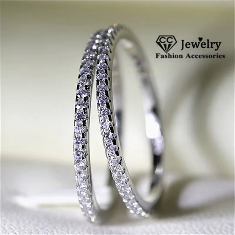 CC Rings for Women Bridal Wedding Jewelry Engagement Party Ring White Gold-Color Silver Plated Drop Shipping Anel CC709