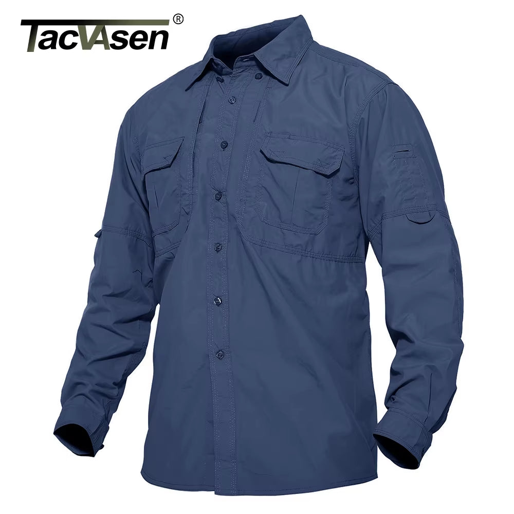 Mens Long Sleeve Shirts Summer Lightweight Quick Drying Shirt Hiking Nylon Shirts Long Sleeve Outdoor Work Cargo Shirts