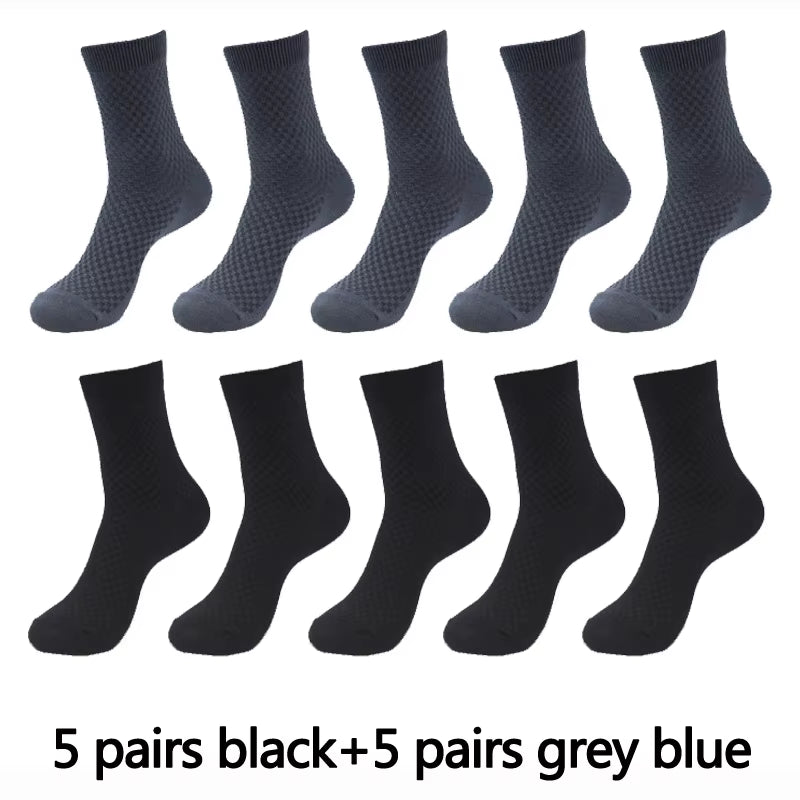 10 Pairs High Quality Bamboo Fiber Men'S Socks Business Breathable Deodorant Compression Socks Men Long Big Size EUR 38-46