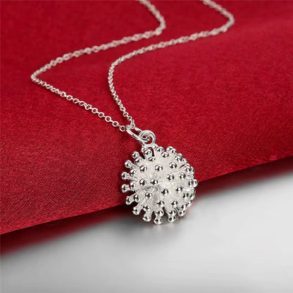 925 Sterling Silver Firework Flower Necklace Earring Set Popular Charm Nice Necklace Earring Sets Women'S Jewelry