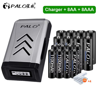 4Pcs 3000Mah 1.2V AA Rechargeable Batteries+4Pcs 1100Mah 1.2V AAA Battery NI-MH AA AAA Rechargeable Battery for Camera Toy