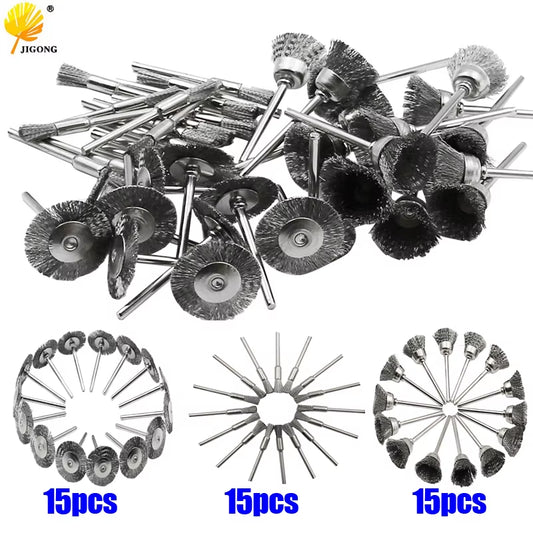 45Pcs Mini Rotary Stainless Steel Wire Wheel Wire Brush Small Wire Brushes Set Accessories for Dremel Mini Drill Rotary Tools
