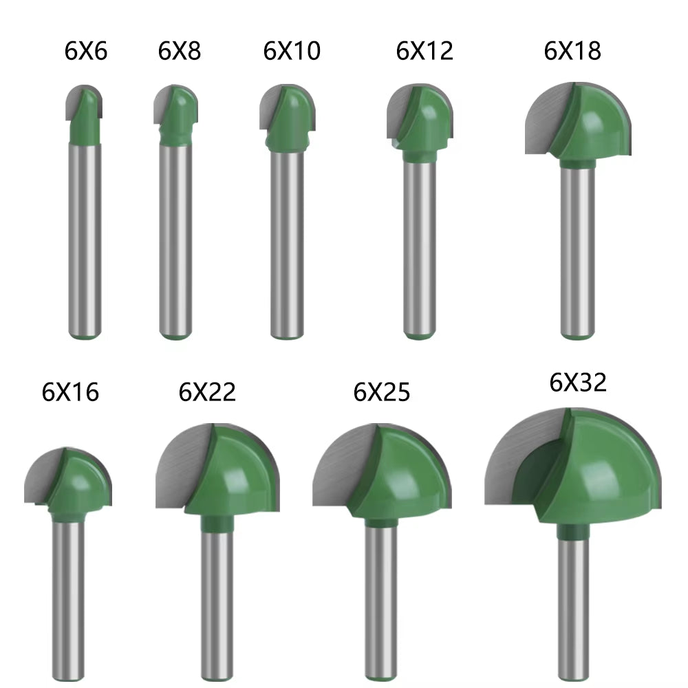1Pc 6Mm Shank Ball Nose End Mill round Nose Cove CNC Milling Bit Radius Core Box Solid Carbide Router Bit Tools MC06001