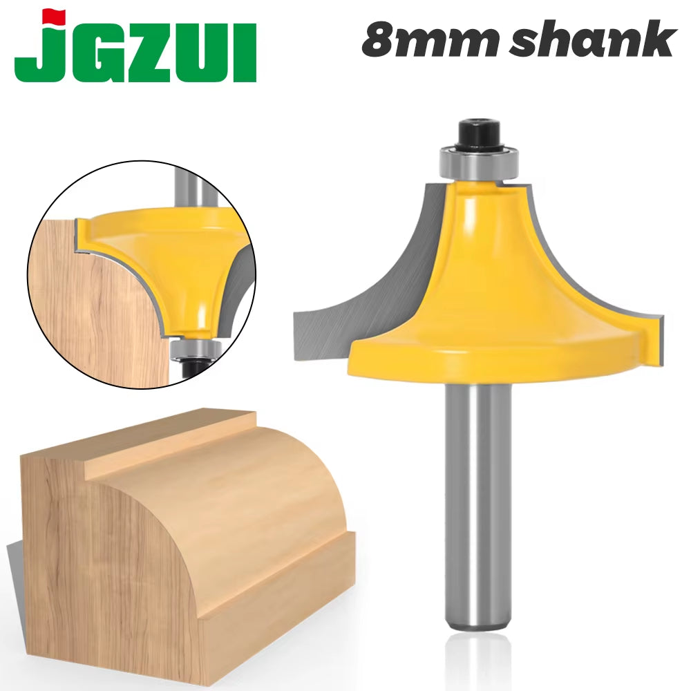 Round over Edging Router Bit - 1" Radius 8" Shank 1Pcs 8Mm Shank Wood Router Bit Straight End Mill Trimmer Cleaning Flush Trim