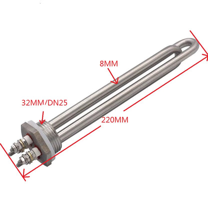 DN25 Immersion Tubular Electric Heater 12V 24V 36V 48V 300W 600W 900W 1200W 1500W 304SS Solar DC 1 Inch Water Heating Element
