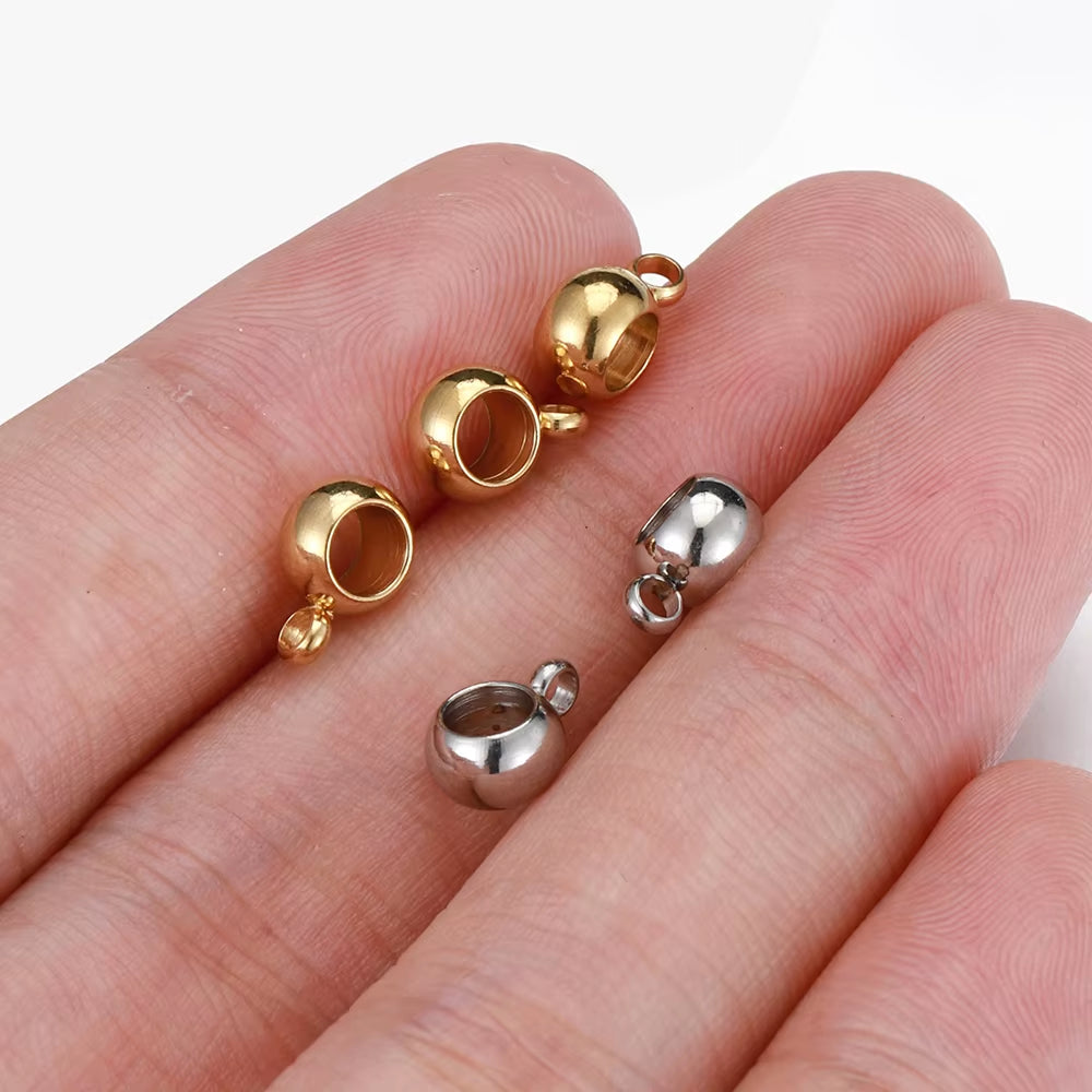 10Pcs Stainless Steel Spacer Beads Pendant Charms Clasps Gold Color Bail Beads for DIY Jewelry Making Findings Hole 2-4Mm Beads