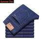 Classic Style Men Brand Jeans Business Casual Stretch Slim Denim Pants Light Blue Black Trousers Male