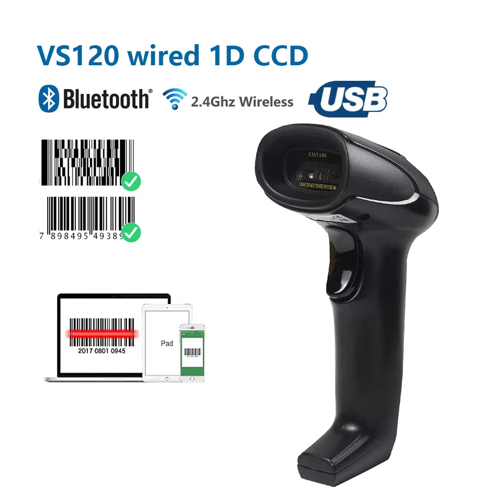 1D/2D Supermarket Handhel Barcode Bar Code Scanner Reader QR PDF417 Bluetooth 2.4G Wireless &Wired USB Platform
