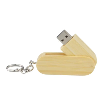 Wooden Rotatable USB USB Flash Drives 128GB Memory Stick Free Custom Logo 64GB 32GB with Key Chain Business Gift Pendrive
