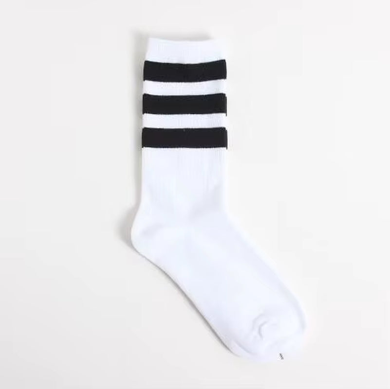 New Men/Women 3 Three Stripes Cotton Socks Retro Old School Hiphop Skate Long Short Meias Harajuku White Black Winter Cool