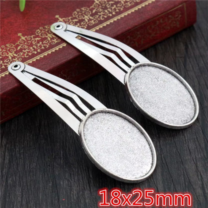 14 16Mm 18Mm 20Mm round Oval 18X25Mm Antique Silver Plated Bronze Copper Material Hairpin Hair Clips Base Setting Cabochon Cameo